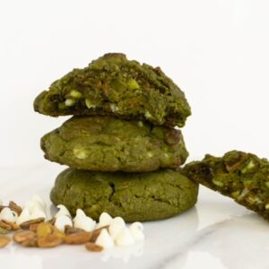 White Chocolate Pistachio Matcha Cookie Stack