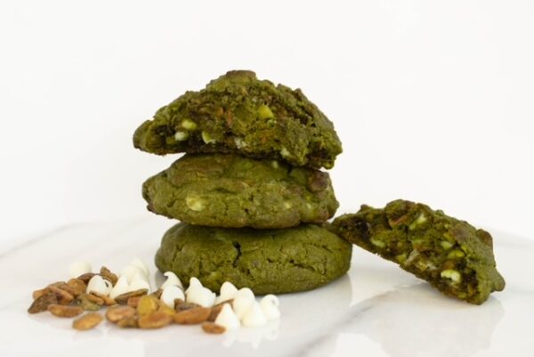 White Chocolate Pistachio Matcha Cookie Stack