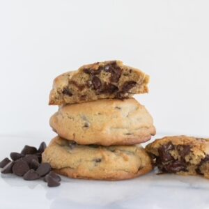 A stack of Chocolate Chip Hazelnut Cookies